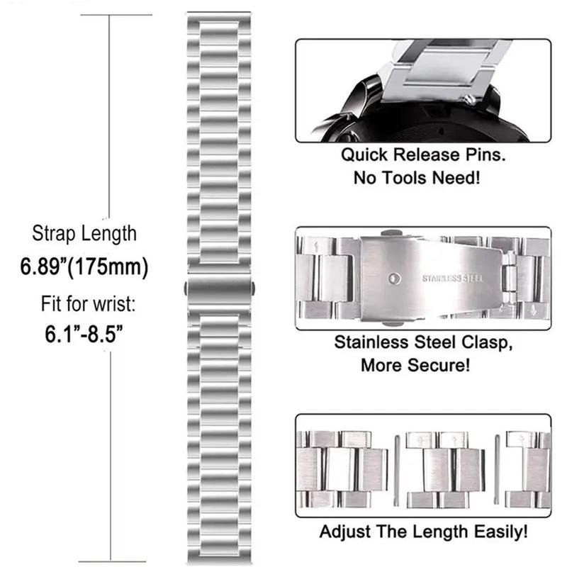 Stainless Steel Watch Band, Watch Band for Samsung Galaxy Watch 3, Watch Band for Samsung Watch 4 Huawei GT2 GTR, Wearable Accessories