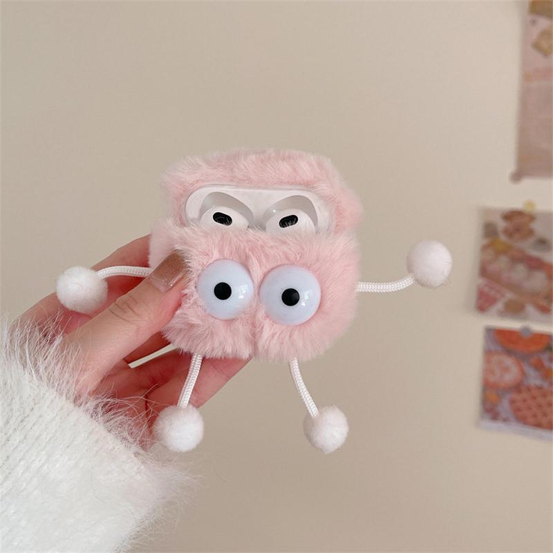 Cute Cartoon Coal Ball Design Plush Earphone Case, 1 Count Earphone Protective Cover, Earphone Accessories Compatible with AirPods 1 2 3 4 AirPods Pro