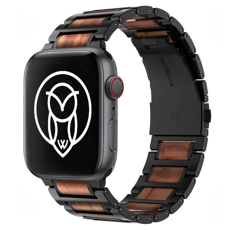 Apple Watch Wooden Stainless Band - Durable and Adjustable Men's Accessory - Accessories