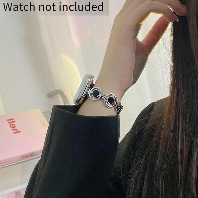 GIROUETTE Rhinestone Decor Watch Band (Band Only), 1 Count Fashionable Watch Band for Women, Wearable Accessories for iWatch Series 9 8 7 6 5 4 3 2 1 SE SE2