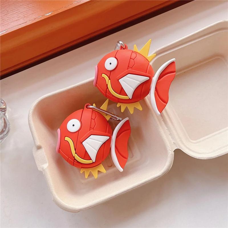 Cute Pokemon Magikarp Airpods Case Cover Funny Silicone Wireless Earphone Case Compatible with Airpods 1 2 3 Pro Pro2 Charging Cases with Hook