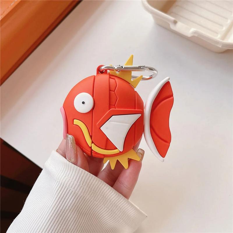 Cute Pokemon Magikarp Airpods Case Cover Funny Silicone Wireless Earphone Case Compatible with Airpods 1 2 3 Pro Pro2 Charging Cases with Hook