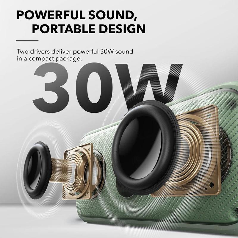 Soundcore Motion 300 Wireless Hi-Res Portable Speaker with BassUp, Bluetooth with SmartTune Technology, 30W Stereo Sound, 13H Playback, and IPX7 Waterproof, for Backyard, Camping, and Hiking