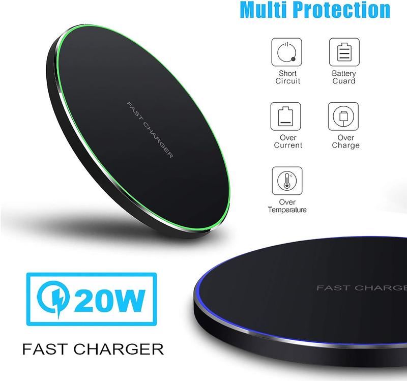 FDGAO Wireless Charger Station,20W Max Wireless Charging Pad for iPhone 16 15 14 13 12 SE 11 X XS XR X 8,AirPods;Fast Wireless Charge Mat for Samsung Galaxy S24 S23 S22 Note,Pixel LG G8 7 wireless charger