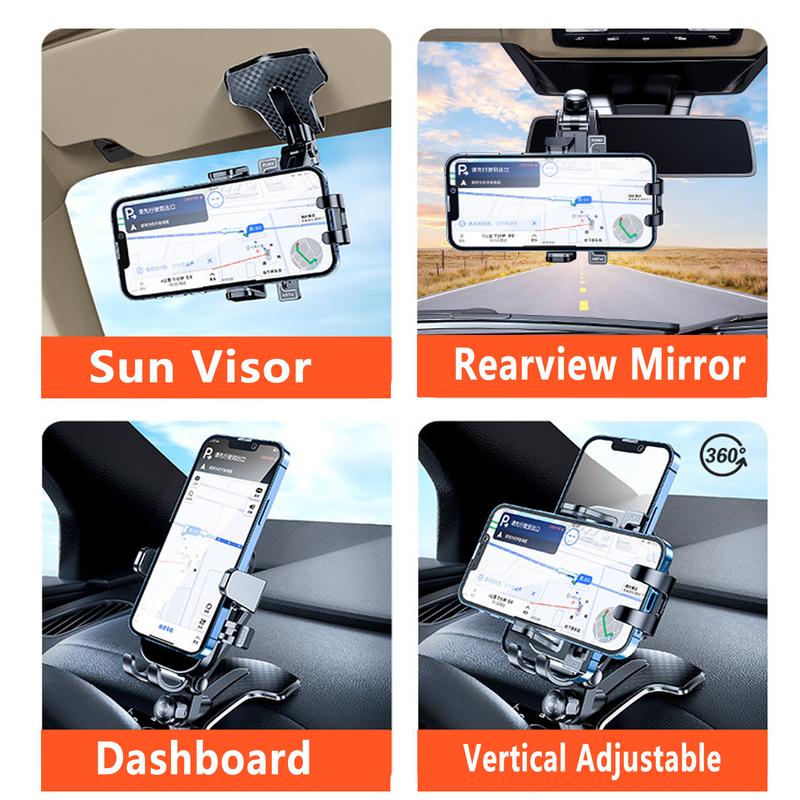 Car Dashboard Phone Holder Mount,  360 Degree Rotation Multifunctional Clip Design Phone Mount Compatible With 4-7 inch cellphones