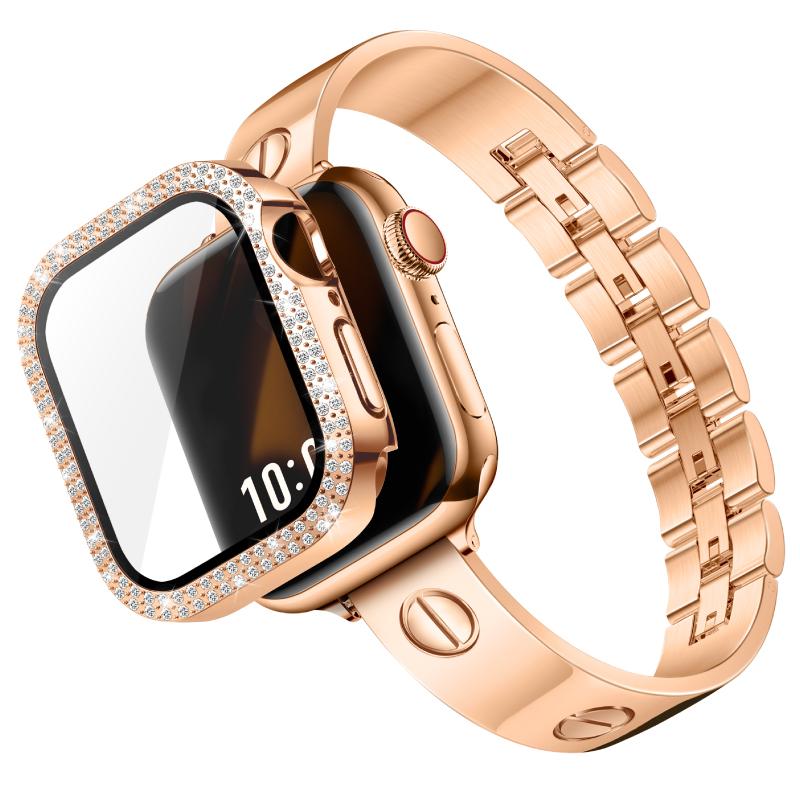 Missair Luxury Band & PC Cover Case Compatible with Apple Watch Series 10 - 42mm 46mm - Adjustable Stainless Steel Dress Bracelet Wearable Accessory