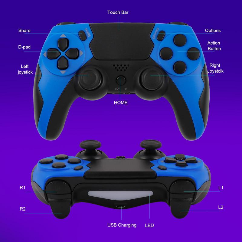 Fall GAMINJA Wireless Controller for Fall Gift, BT Wireless Controller for PS4 PS4 Slim PS4 Pro PC, Multifunctional Game Controller with Touchpad & Triangle Board Light, Men Gifts, Gaming Accessories