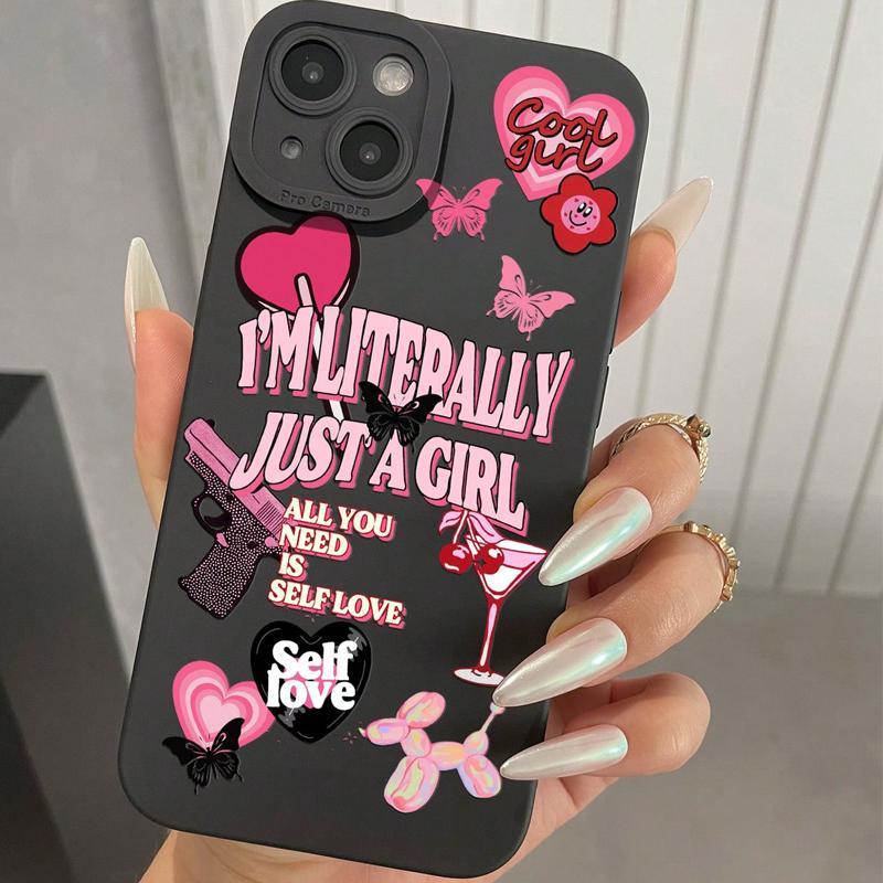 Cartoon Letter Pattern Phone Case, Anti-drop Cellphone Protective Case, Total Protective Shockproof Mobile Phone Cover for iPhone 11 12 13 14 15 Pro Max