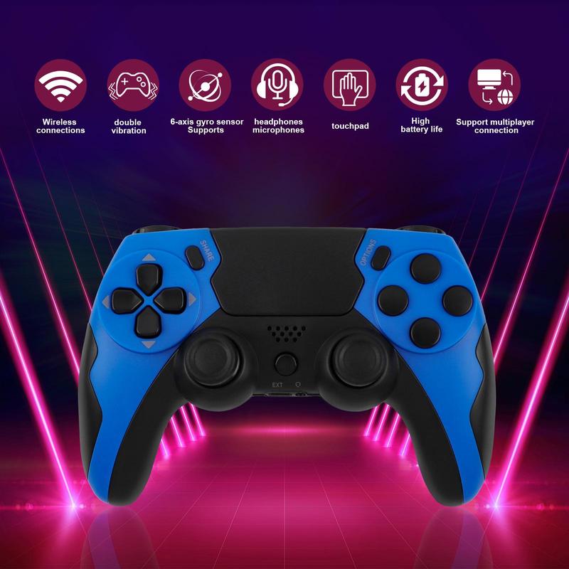 Fall GAMINJA Wireless Controller for Fall Gift, BT Wireless Controller for PS4 PS4 Slim PS4 Pro PC, Multifunctional Game Controller with Touchpad & Triangle Board Light, Men Gifts, Gaming Accessories