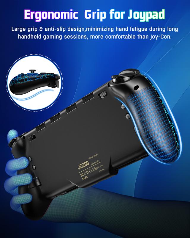 Switch Controller, BEBONCOOL Switch Controller for Switch Switch OLED with Handheld Grip RGB Double Motor Vibration Built-in 6-Axis Gyro Joystick