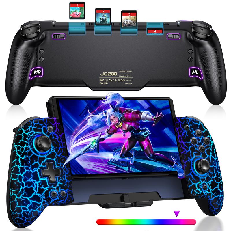 Switch Controller, BEBONCOOL Switch Controller for Switch Switch OLED with Handheld Grip RGB Double Motor Vibration Built-in 6-Axis Gyro Joystick