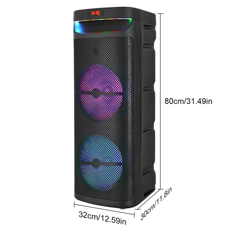 Portable Bluetooth PA Speaker System  Dual 10” Subwoofer Microphone FM Radio Remote Wireless Rechargeable Party Speaker Loud Stereo Sound Boombox peak power stereo speaker