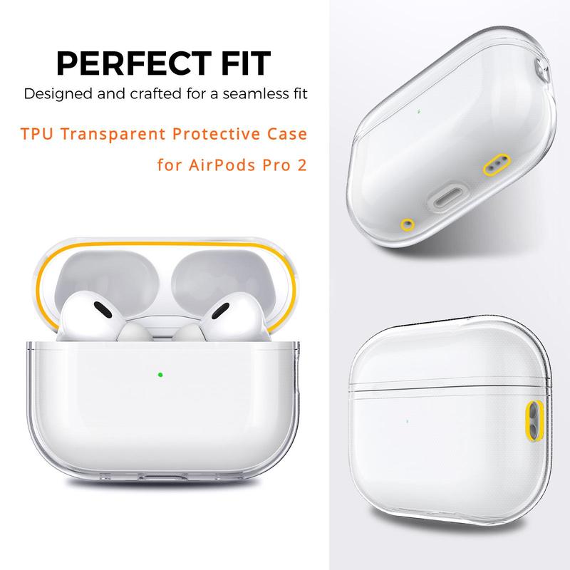 Clear Earphone Case with Lanyard, Anti-fall TPU Soft Shell Earphone Protector Cover, Earphone Accessories Compatible with AirPods Pro 2