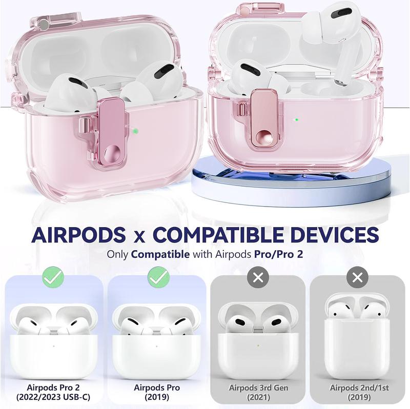 Toocki clear protective case for AirPods Pro 2nd generation case, with magnetic safety lock, Magsafe one-click opening function, matches Airpod Pro case and Airpod Pro 2 case