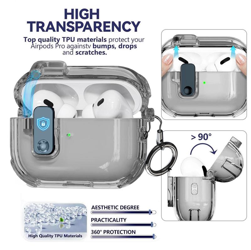 Toocki clear protective case for AirPods Pro 2nd generation case, with magnetic safety lock, Magsafe one-click opening function, matches Airpod Pro case and Airpod Pro 2 case