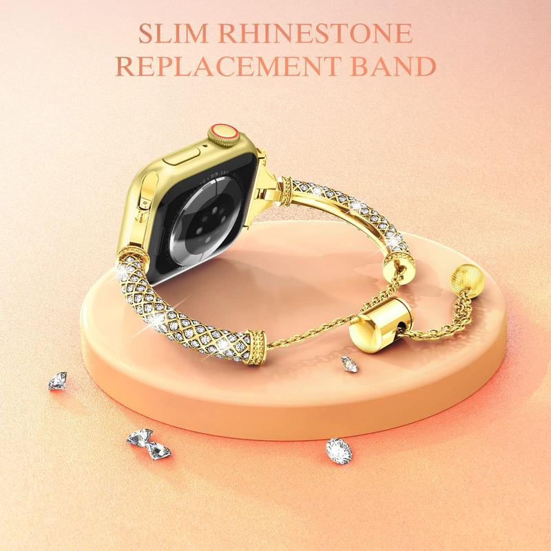 Rhinestone Decor Watch Band (1 Count), Fashionable Watch Band for Women, Watch Band for Apple Watch Series SE 1 2Ultra