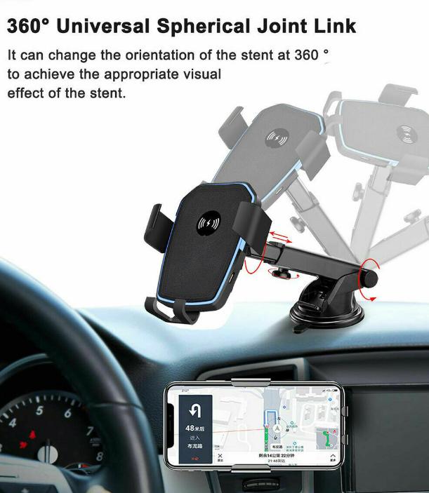 Car Mount Charger, Wireless Car Charger Fast Charging Phone Holder 2 in 1 Phone Mount for Air Vent Dashboard Compatible with iPhone Samsung