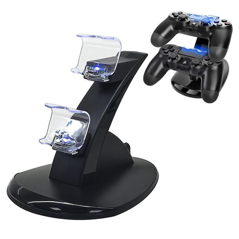 Dual USB Game Console Charging Stand For PS4 Gaming Controller with LED Light, 1 Count Durable Gaming Device Accessories Suitable for PS4 PS4 Pro PS4 Slim