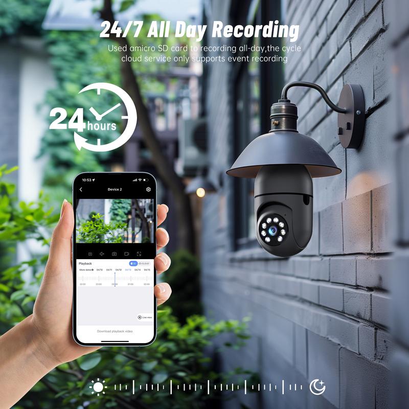 NOAHTEC Light Bulb Security Camera with 3MP HD Infrared Night Vision, Two-Way Talk, and Human Detection - Compatible with Alexa