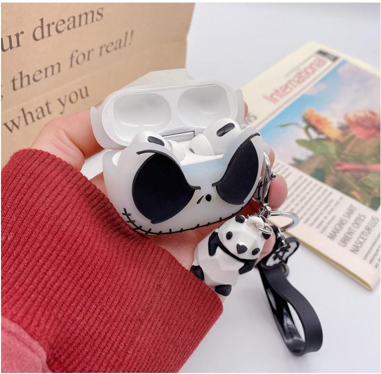 Compatible with AirPods Pro Pro 2nd Generation Case Cover with Keychain, Luminous Skull Case Compatible with Apple Airpods Pro (2nd 1st) Case, Cute Funny Anime Case for Airpods Pro and Pro 2 Accessories Protection