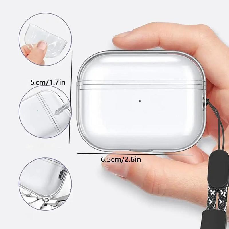 Clear Earphone Case with Lanyard, Anti-fall TPU Soft Shell Earphone Protector Cover, Earphone Accessories Compatible with AirPods Pro 2