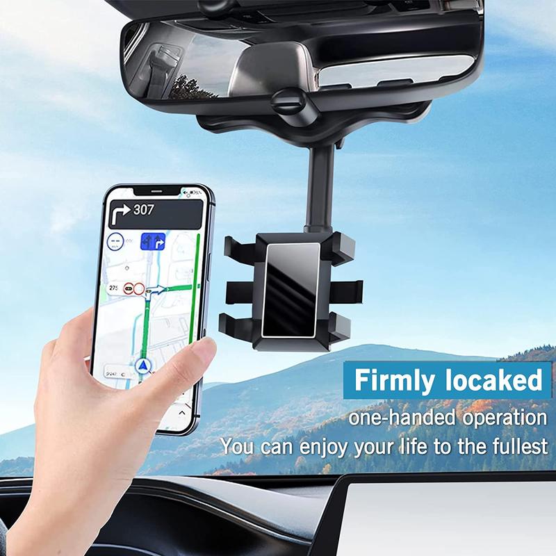 Phone Mount for Car, Rear View Mirror Phone Holder, Phone Holder for Car Compatible with iPhone 16 15 14 13 12 Series and All 4-7 Inch Cell Phones adjustable clip