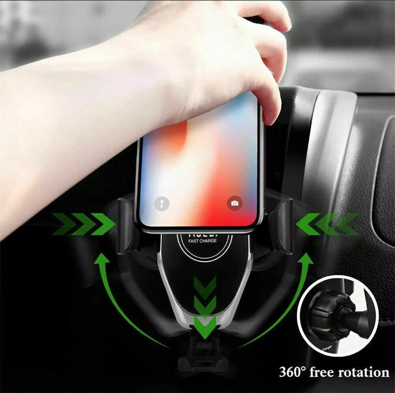 Car Mount Charger, Wireless Car Charger Fast Charging Phone Holder 2 in 1 Phone Mount for Air Vent Dashboard Compatible with iPhone Samsung