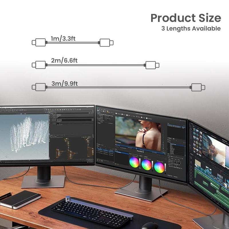 Micro HDMI to HDMI Cable, Male to Male Braided Cord Adapter, Compatible with Camera Monitor, Audio & Video Accessories