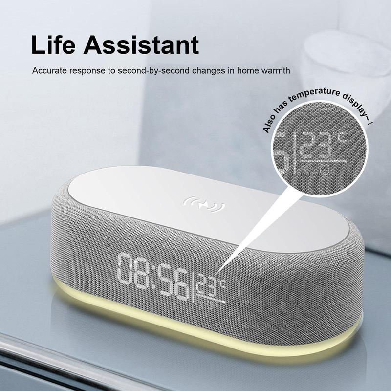 FDGAO 15W Wireless Charger with Alarm Clock, 1 Count Multifunctional Wireless Charger with LED Night Light, Desktop Fast Charging Station for iPhone Samsung