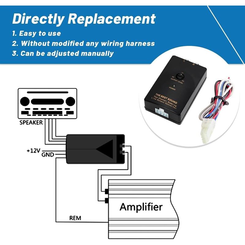 Audio Speaker Wire to RCA Line Output Converter, 2- High to Low RCA Converter for Adding Amplifier Subwoofer to Stock Stereo