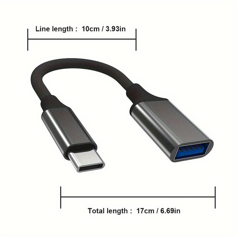 USB-C to USB 3.0 Adapter Cable, USB-C Male to USB-A Female Cable, Uses USB OTG Technology, Compatible with Samsung Galaxy iPad and More