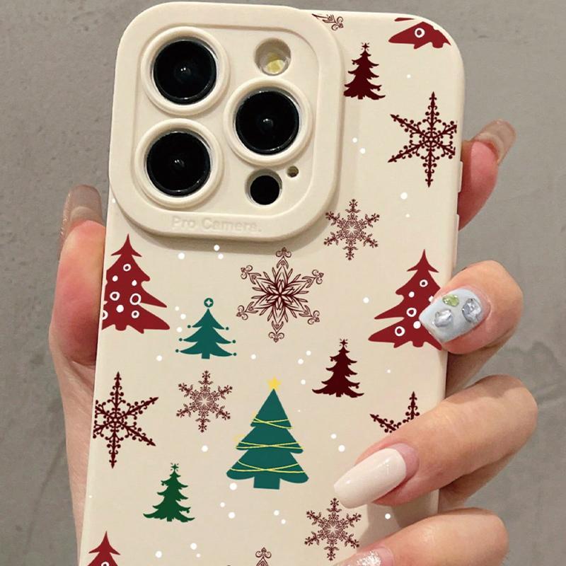 Christmas Tree Pattern Phone Case, Anti-drop Cellphone Protective Cover, Full Body Shockproof Mobile Phone Cover for iPhone Series, Smartphone Accessories