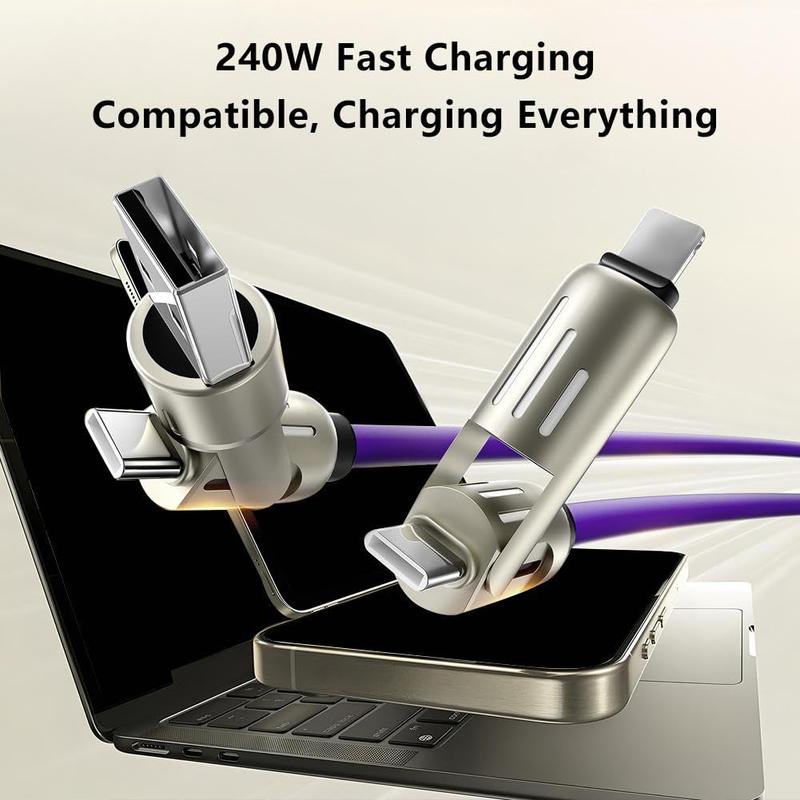 2025 NEW 4-in-1 Multi USB Charging Cable -MAX 240W Fast Charging Charger Cord with USB A+Type C for iPhone 16 15 14 13 iPad Samsung Galaxy MacBook iPad Tablets