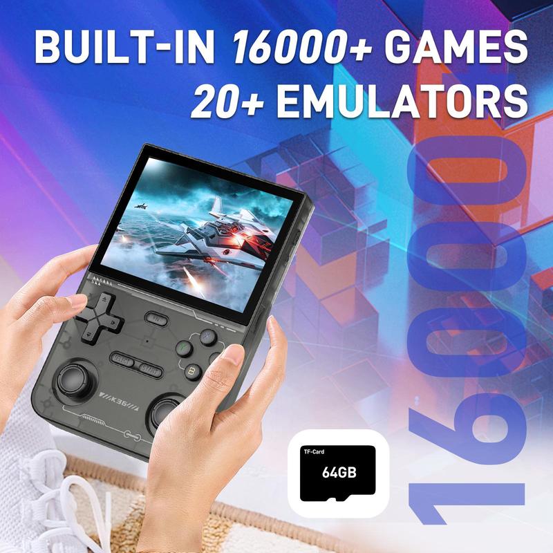 YLW GAMINJA K36 Open Source Linux System Handheld Game Console, 1 Count 3.5HD IPS Screen Portable Retro Handheld Player with 16000+ Games & 20+ Emulators, Game Peripherals