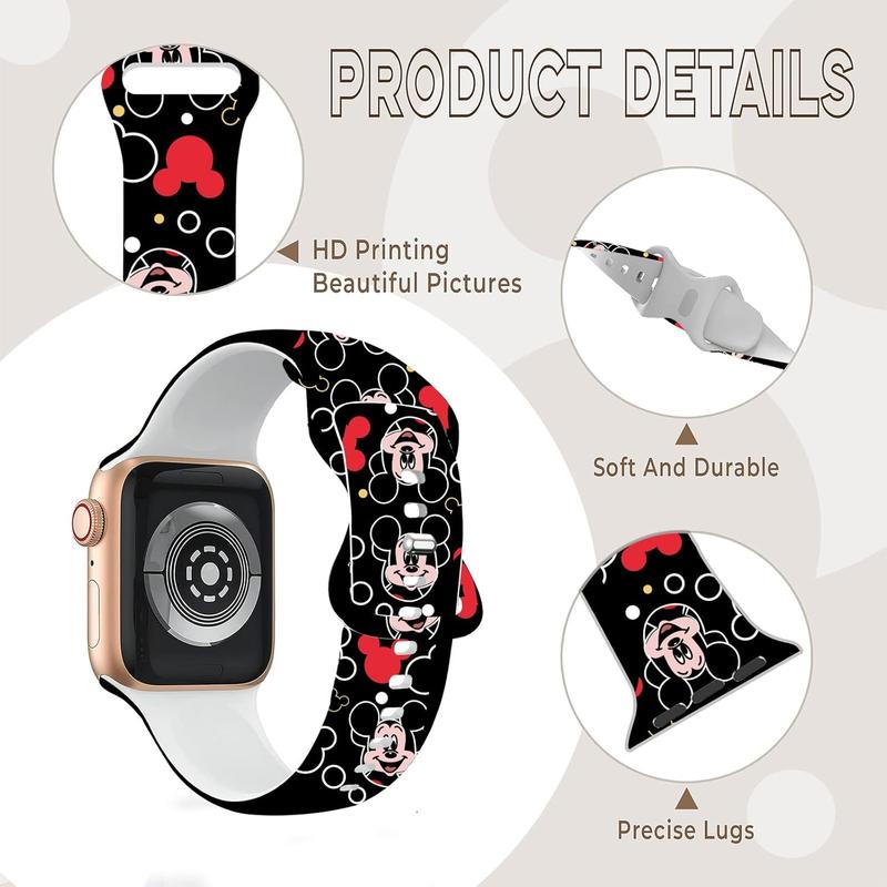 US Warehouse-Cute Strap Compatible with Apple Watch Band 38mm 40mm 41mm 42mm 44mm 45mm 49mm Men Women,Replaceable Soft Silicone Cartoon Sport Wristbands for iWatch Ultra Series 9 8 7 6 5 4 3 2 1 SE Accessories Wearable