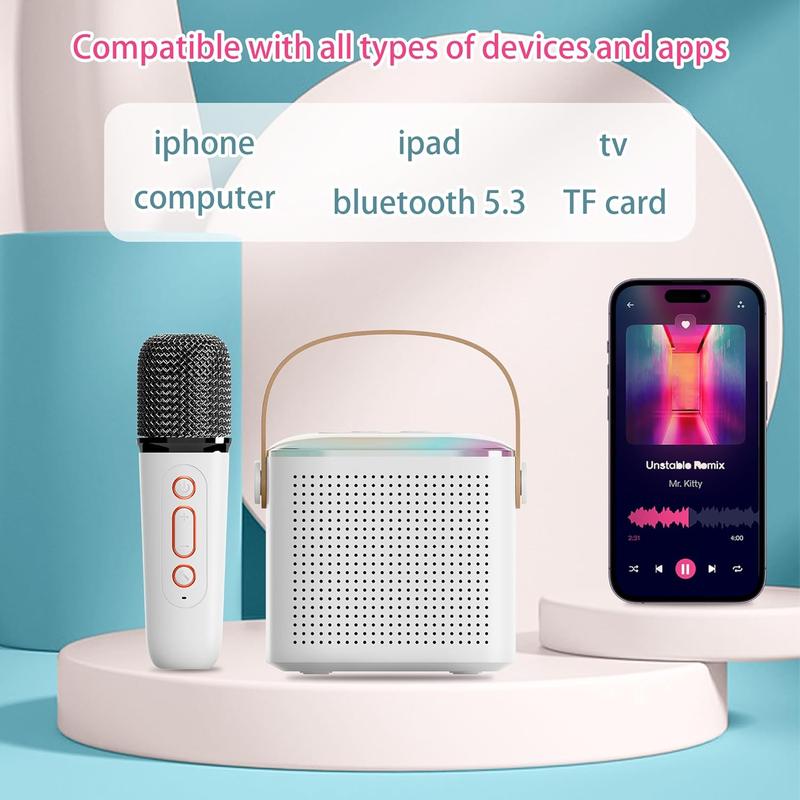 Mini Karaoke Machine for Kids, Christmas Birthday Gifts for Girls Boys Toy, Portable Bluetooth Speaker with 2 Wireless Mic, Premium Songs for All Ages