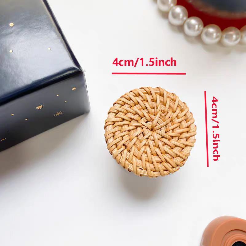 Straw Weave Design Phone Ring Holder, Anti-slip Phone Ring Stand, Direct Adhesive Phone Holder for Phone or Phone Case, Mobile Phone Accessories