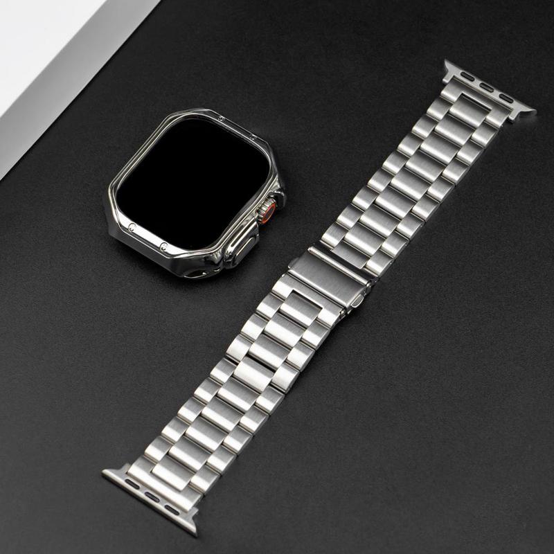 Stainless Steel Watch Band with Tool, Fashionable Watch Band for Women & Men, Replacement Watch Band for Apple Watch Bands 38mm to 49mm, Wearable Accessories, Smartwatch Band