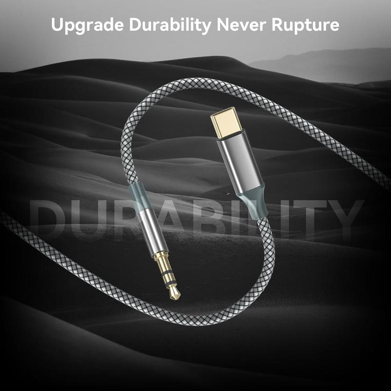 USB C to 3.5mm Nylon Braided Aux , Type C to Male Adapter Stereo Extension Audio Cord for  16 Pro Max 16 Pro, 15 Pro Max 15 Pro 15 Plus, Galaxy S23 S22 S21 Ultra, Pixel, iPad Pro, MacBook