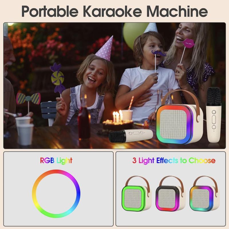 Fall Portable Wireless Karaoke Speaker with 2 wireless Microphone, HIFI Stereo Sound Subwoofers, KTV Speaker Subwoofer with RGB Colorful LED Lights, Karaoke Machine Sound System for Outdoor Sports Travel, Audio Device, Room Accessories