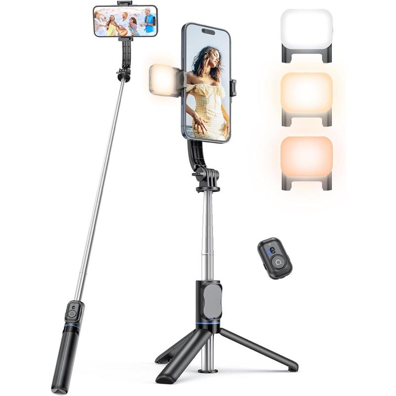 Selfie Stick Tripod with Light and Detachable Phone Holder, 41.7