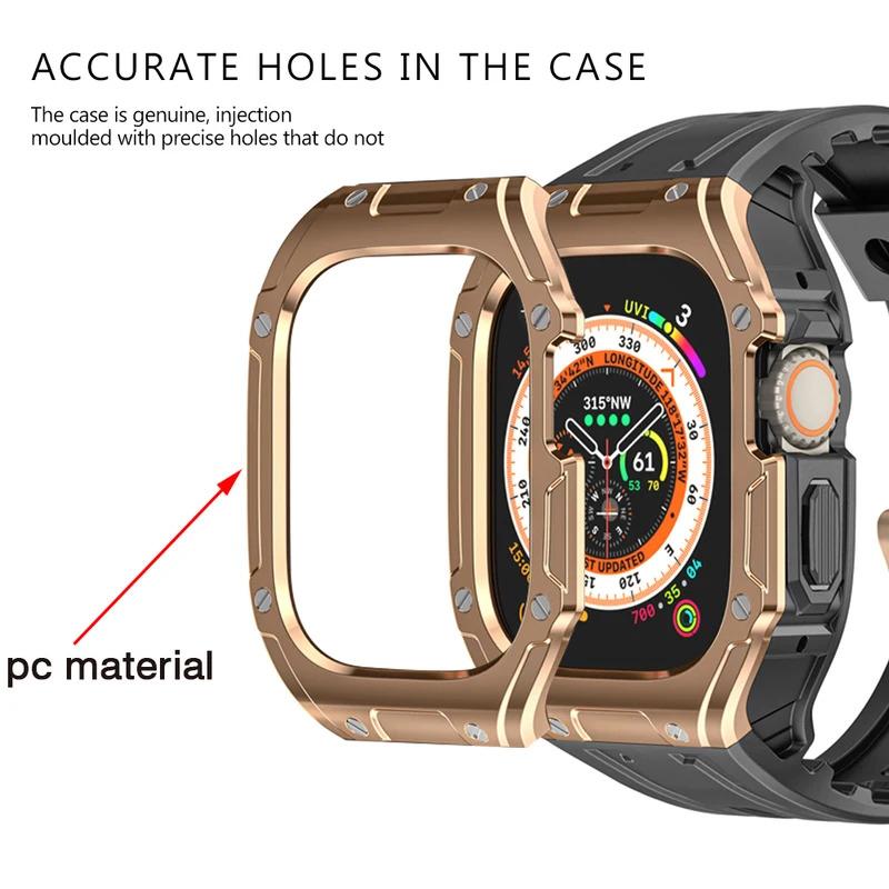 Case + strap band for Apple Watch ultra 2 49mm modification kit PC case sport rubber silicone Correa iWatch series ultra bracelet