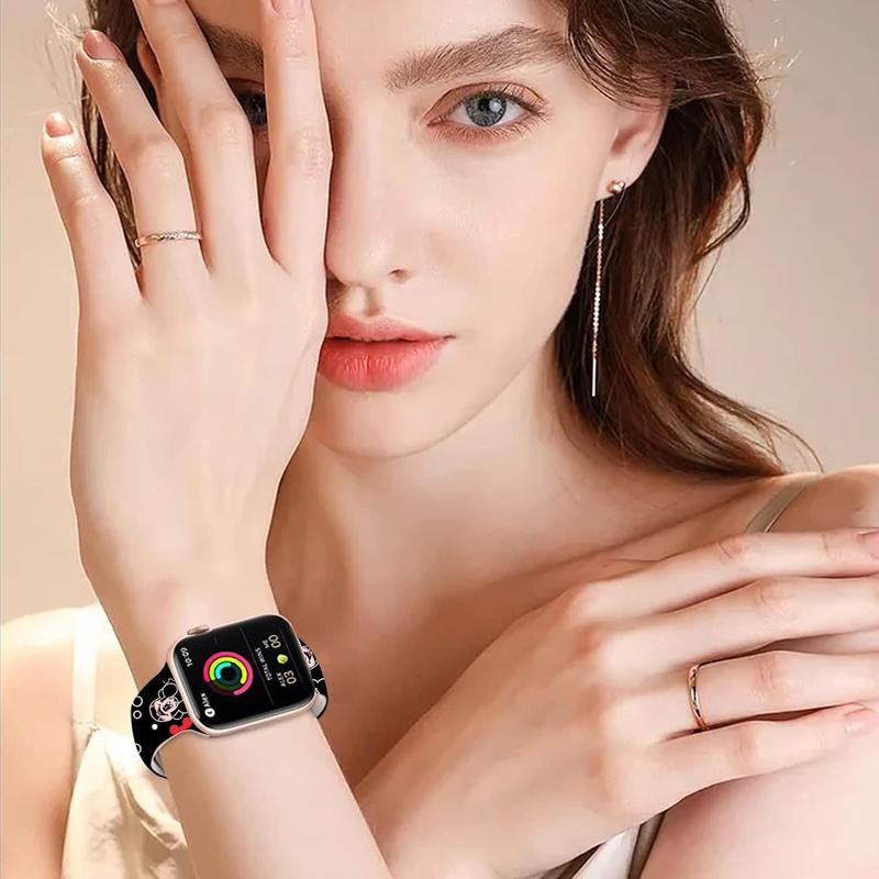 US Warehouse-Cute Strap Compatible with Apple Watch Band 38mm 40mm 41mm 42mm 44mm 45mm 49mm Men Women,Replaceable Soft Silicone Cartoon Sport Wristbands for iWatch Ultra Series 9 8 7 6 5 4 3 2 1 SE Accessories Wearable