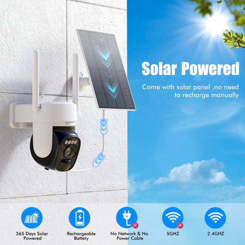 Hawkray 360° Low Power Solar Panel Battery 2K FHD WiFi Camera CCTV IP Security Cam