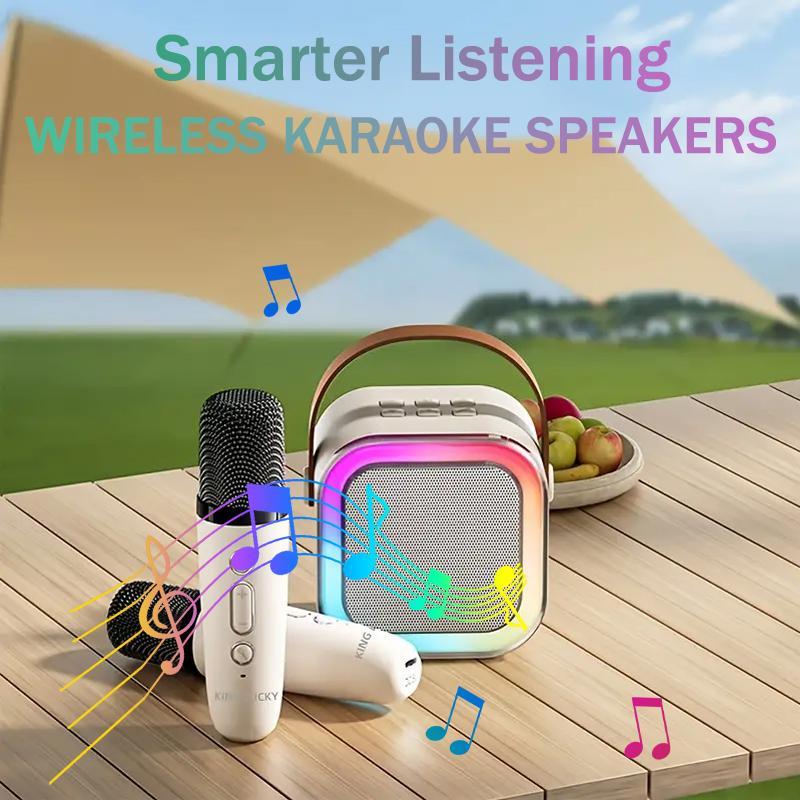 Portable Karaoke Speaker Kit, Wireless Speaker with Microphone, 3D Surround Sound Speaker with RGB Light, Handheld Karaoke Mics Speaker for Home Party