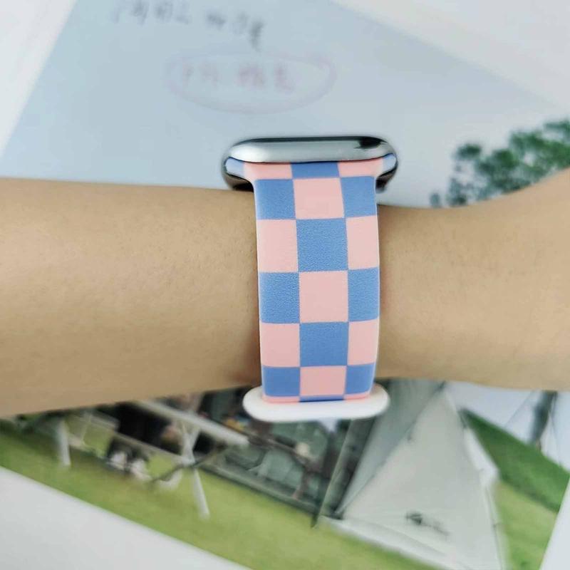 Checkerboard Pattern Smart Watch Band (Band Only), 1 Count Silicone Replacement Watchband Compatible with Apple Watch Series, Smart Watch Accessories