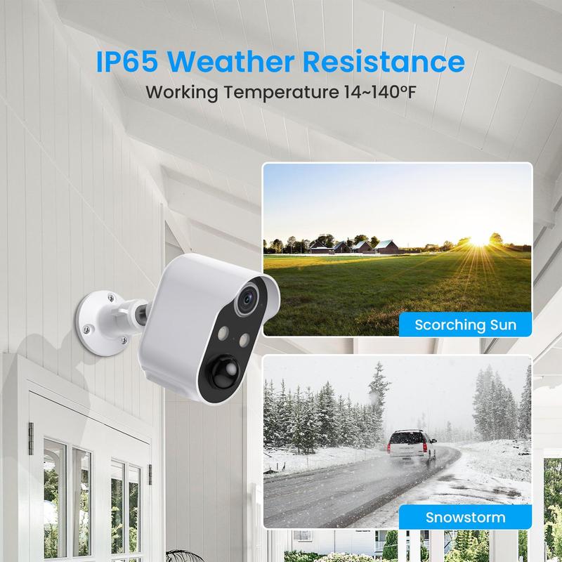 Security Cameras Wireless Outdoor, 1080P WiFi Waterproof Home Security Cameras with AI Human Detection, 2-way Talk, Spotlights Color Night-Vision, Remote Live View