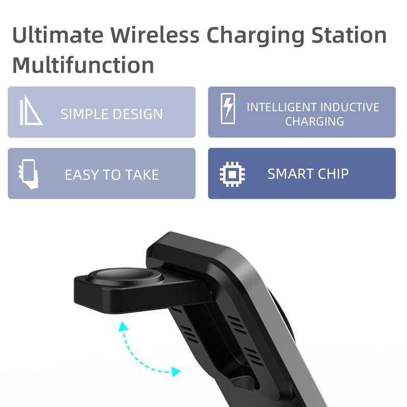 3-in-1 Fast Charger Magnetic 15w Charging Station Gift for Apple  (Foldable 3-in-1) Smartphone Wireless Charging Station for HUAWEI IPhone Samsung, AirPods and IPhone Watch