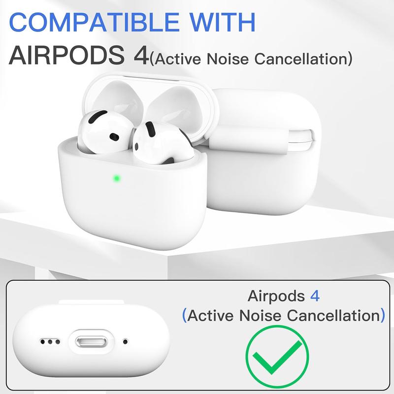 for AirPods 4th Case Cover, Soft   Full Protective Case Cover for Men and Women, Compatible with AirPods 4 with ANC, White