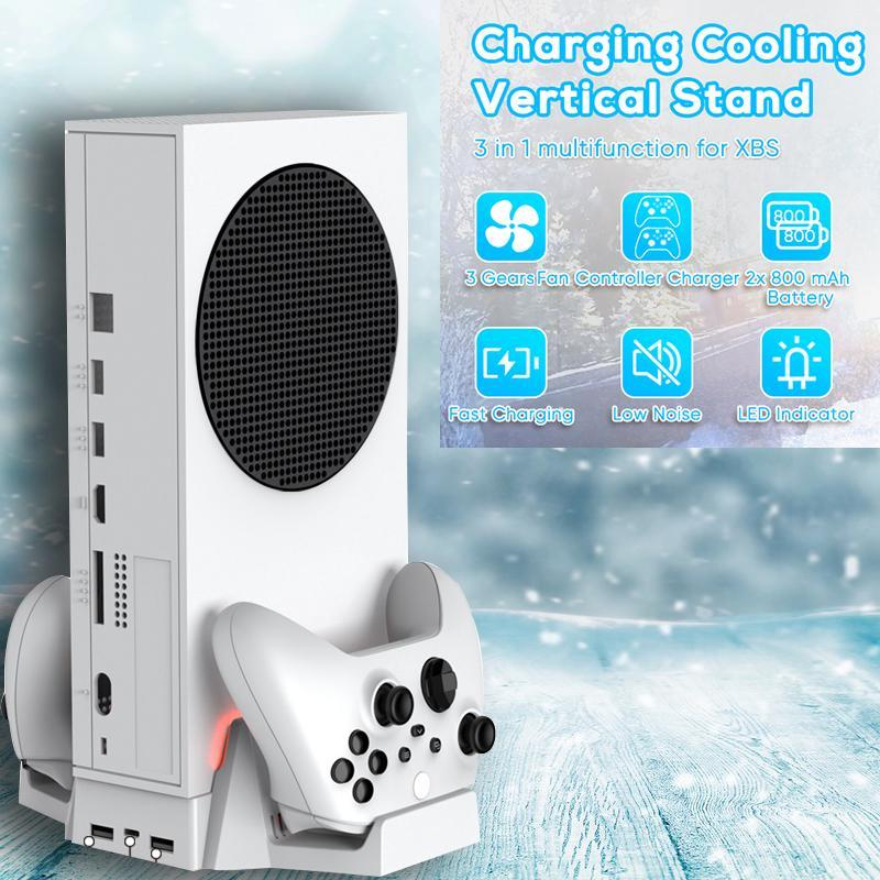 Cooling Controller Stand with Dual Cooling Fan, Dual Controller Charger Rack with LED Indicator & Mini Fan, Fast Charging 3 Gears Adjustable Speed Low Noise Console Accessories, Back to School Gifts, Multifunctional Charging Station，Gaming Items